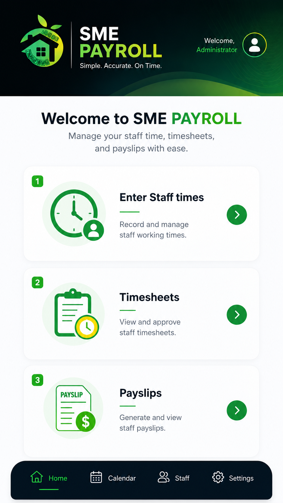 SME Payroll home page
